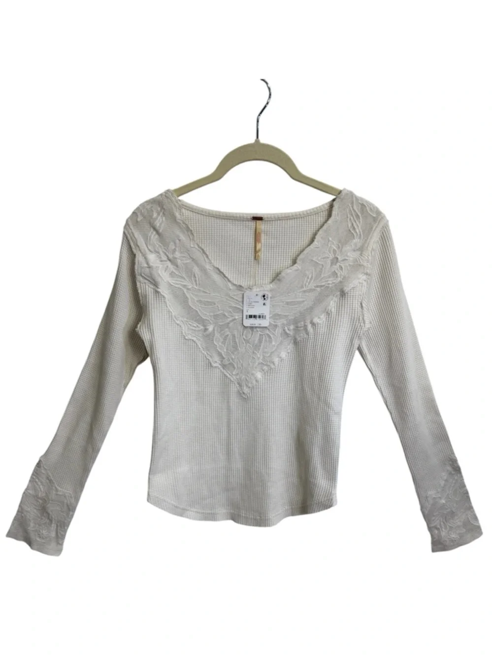 Free People Butterfly‎ Lace Trim Top, Size SMALL